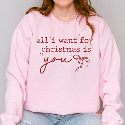 Christmas Quote Sweatshirt: All I Want For Xmas Is You Sweatshirt, Christmas Couple Sweatshirt, Retro Holiday Sweatshirt