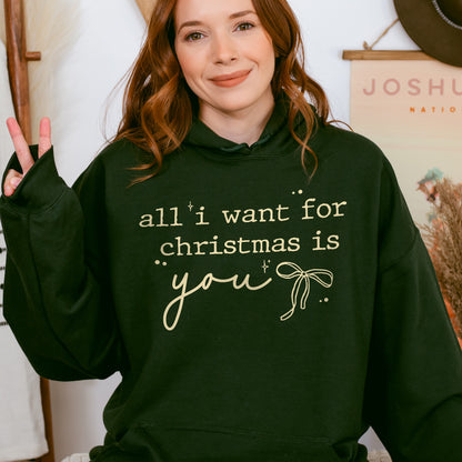 Christmas Quote Hoodie: All I Want For Xmas Is You Hoodie, Christmas Couple Hoodie, Retro Holiday Hoodie
