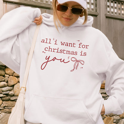 Christmas Quote Hoodie: All I Want For Xmas Is You Hoodie, Christmas Couple Hoodie, Retro Holiday Hoodie