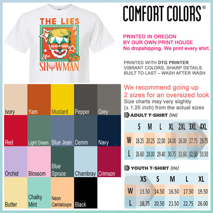 The Lies of a ShowMan Tee, Funny Political Satire Shirt, Humor Parody Graphic Shirt