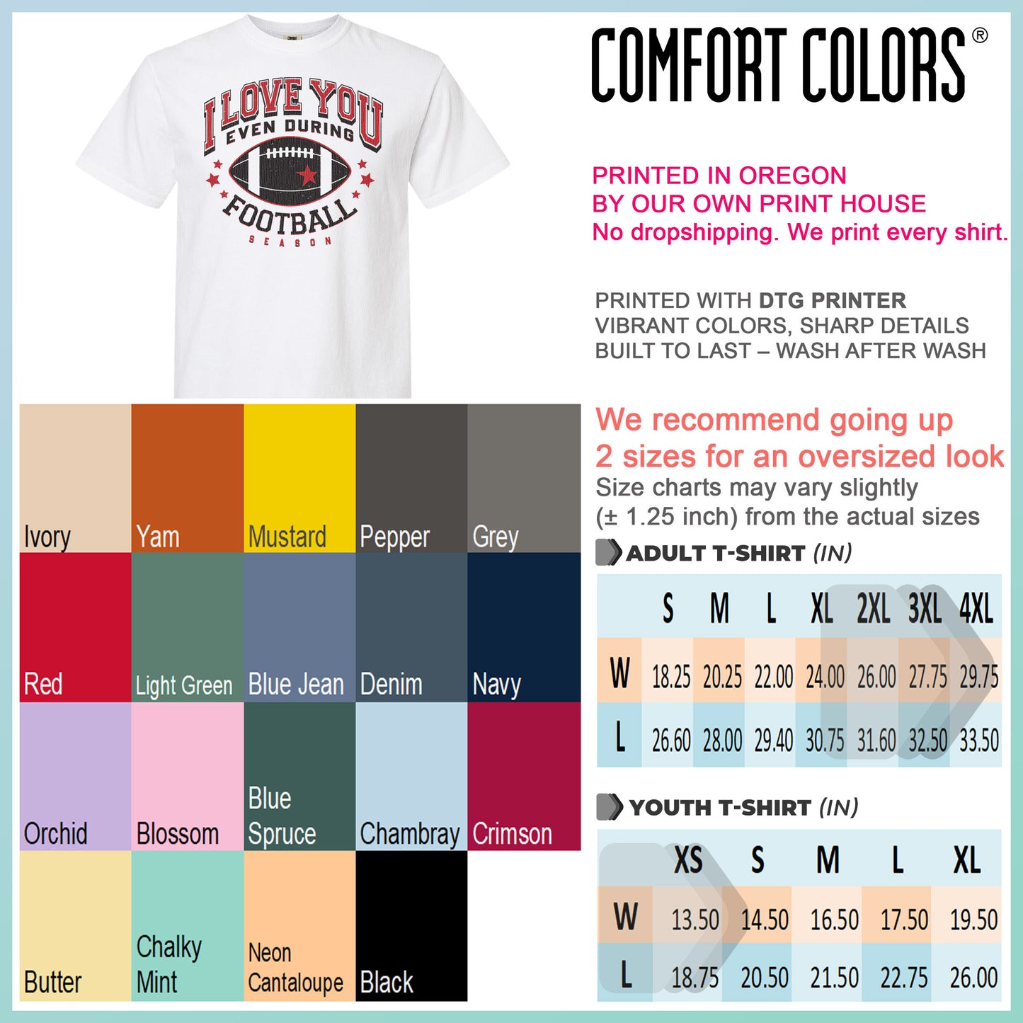 I Love You Even During Football Season Shirt, Funny Football Love Tee, Game Day Outfit, Comfort Colors T-Shirt, Gift for Football Fans