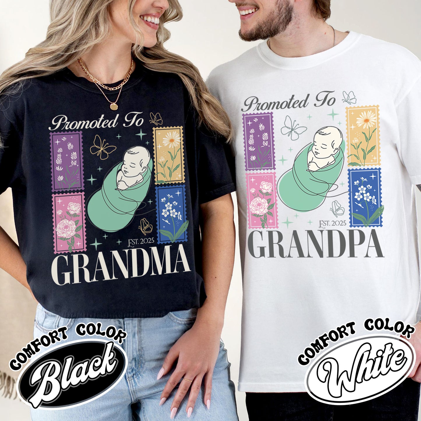 Comfort Colors® Personalize Est Grandma Shirt, Promoted To Grandma,Promoted To Grandpa, Mothers Day Gift For Grandma