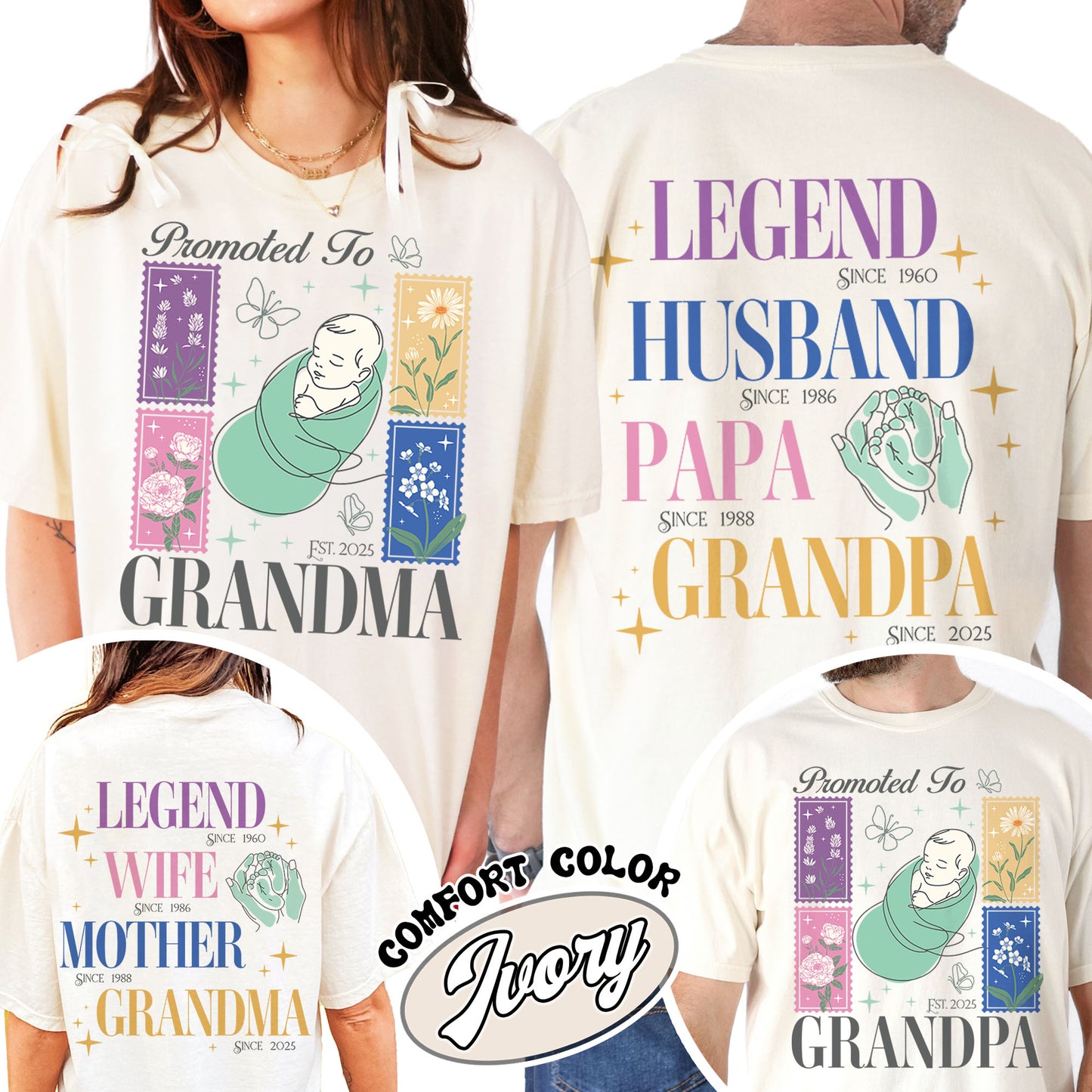 Comfort Colors® Personalize Est Grandma Shirt, Promoted To Grandma,Promoted To Grandpa, Mothers Day Gift For Grandma