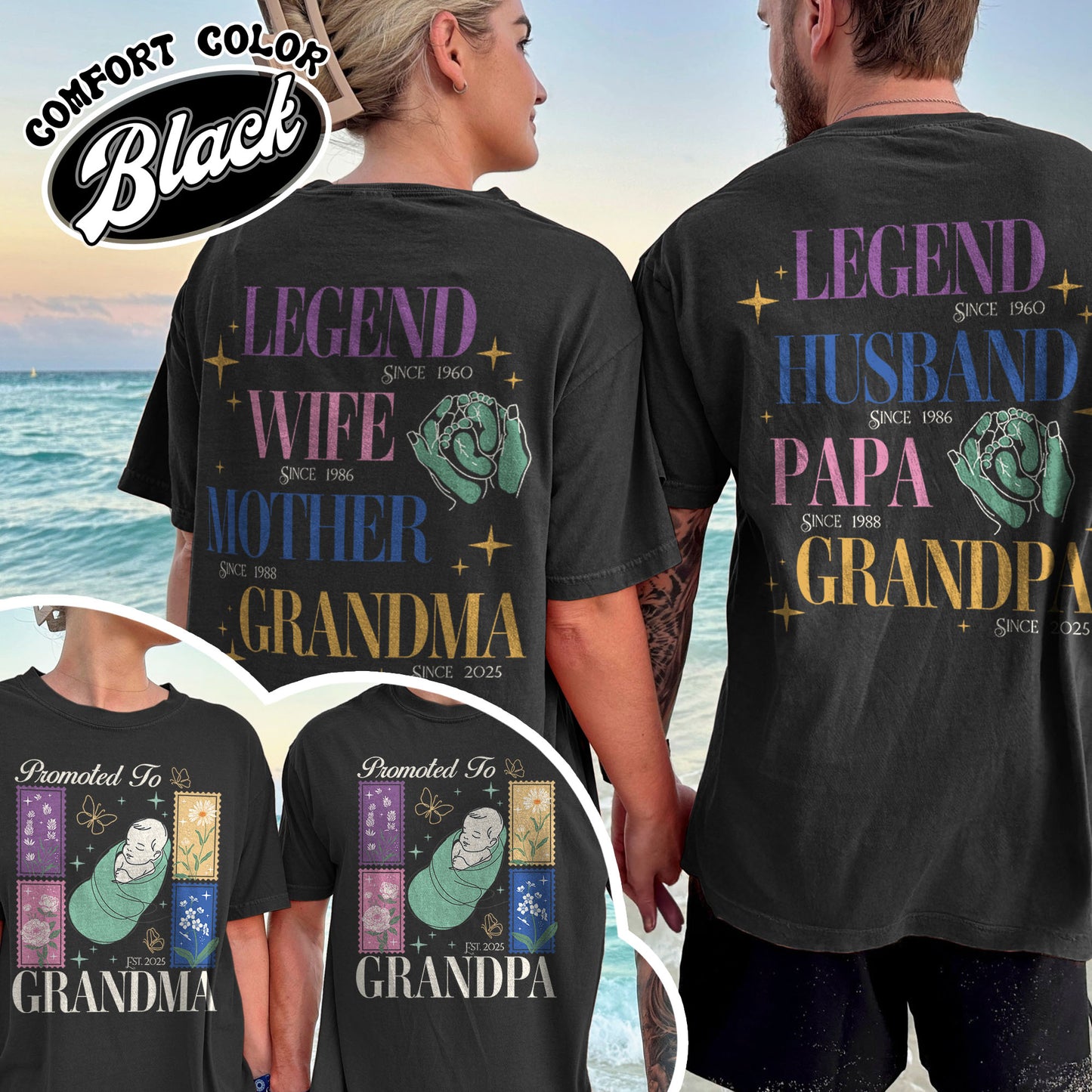Comfort Colors® Personalize Est Grandma Shirt, Promoted To Grandma,Promoted To Grandpa, Mothers Day Gift For Grandma