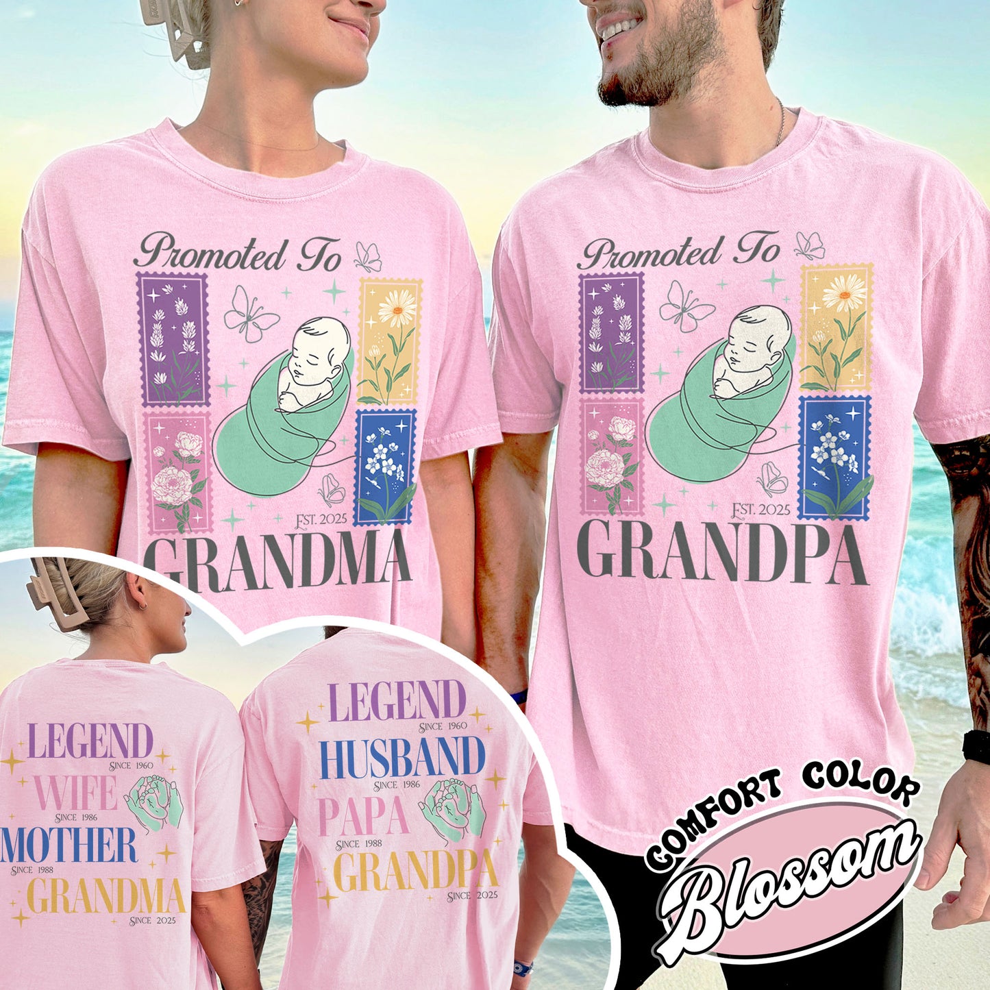 Comfort Colors® Personalize Est Grandma Shirt, Promoted To Grandma,Promoted To Grandpa, Mothers Day Gift For Grandma