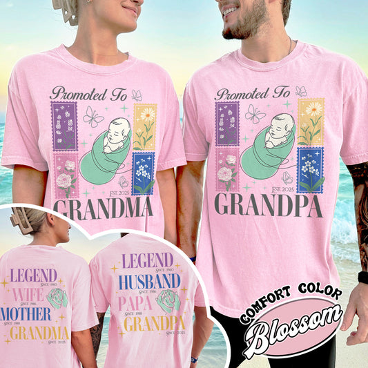Comfort Colors® Personalize Est Grandma Shirt, Promoted To Grandma,Promoted To Grandpa, Mothers Day Gift For Grandma