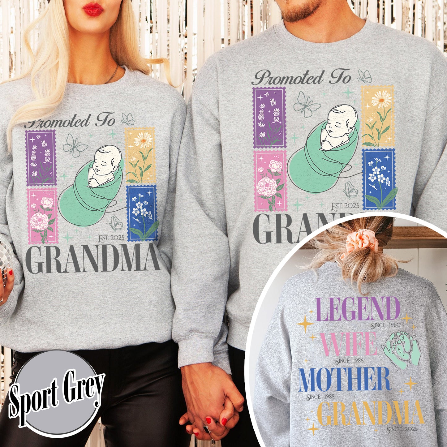 Personalize Est Grandma Sweatshirt, Promoted To Grandma,Promoted To Grandpa, Mothers Day Gift For Grandma