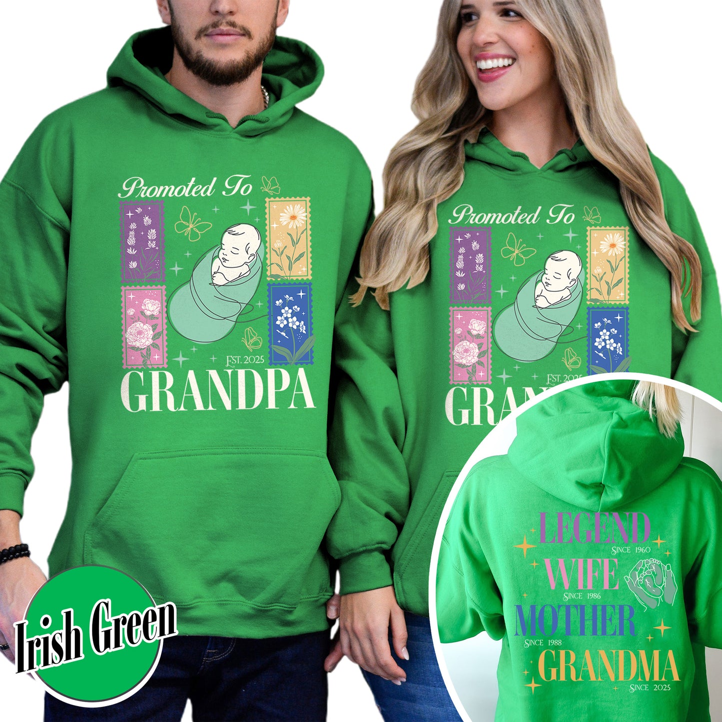 Personalize Est Grandma Hoodie, Promoted To Grandma,Promoted To Grandpa, Mothers Day Gift For Grandma