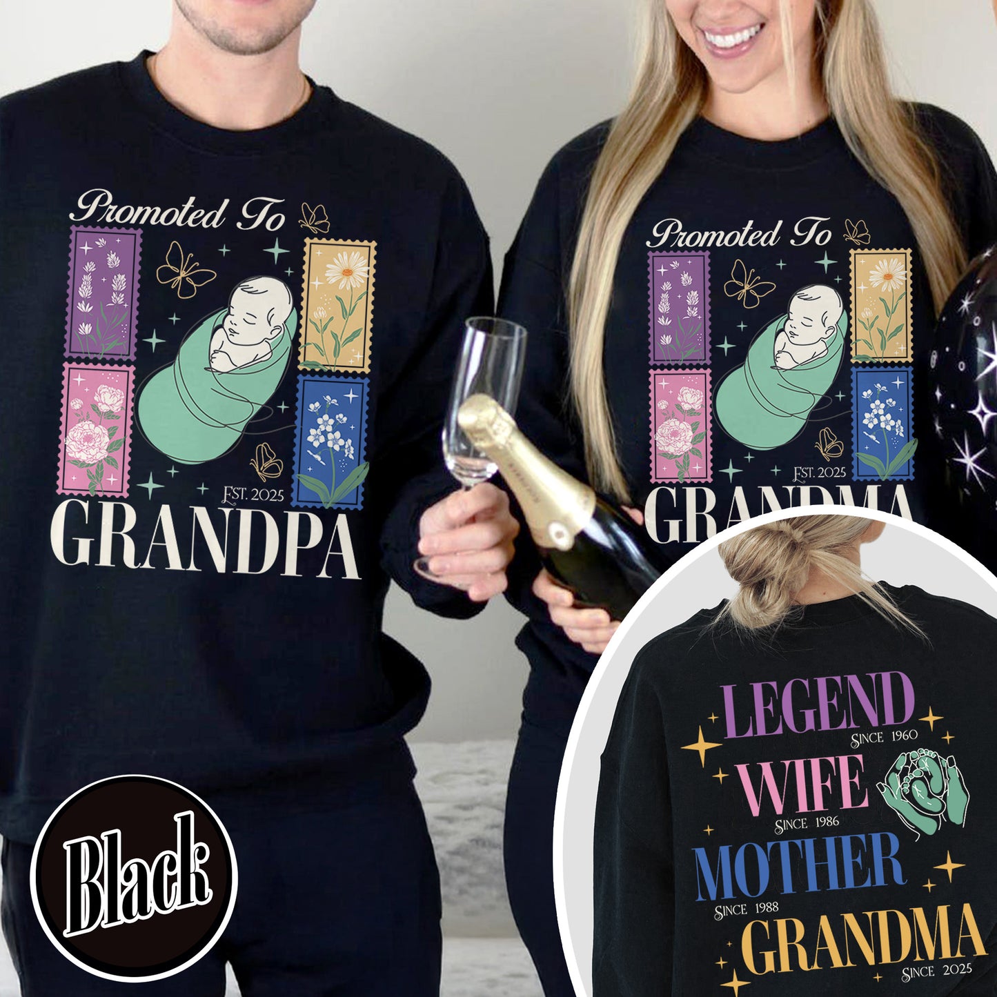 Personalize Est Grandma Sweatshirt, Promoted To Grandma,Promoted To Grandpa, Mothers Day Gift For Grandma