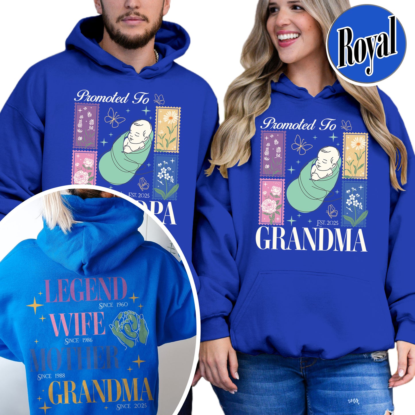 Personalize Est Grandma Hoodie, Promoted To Grandma,Promoted To Grandpa, Mothers Day Gift For Grandma
