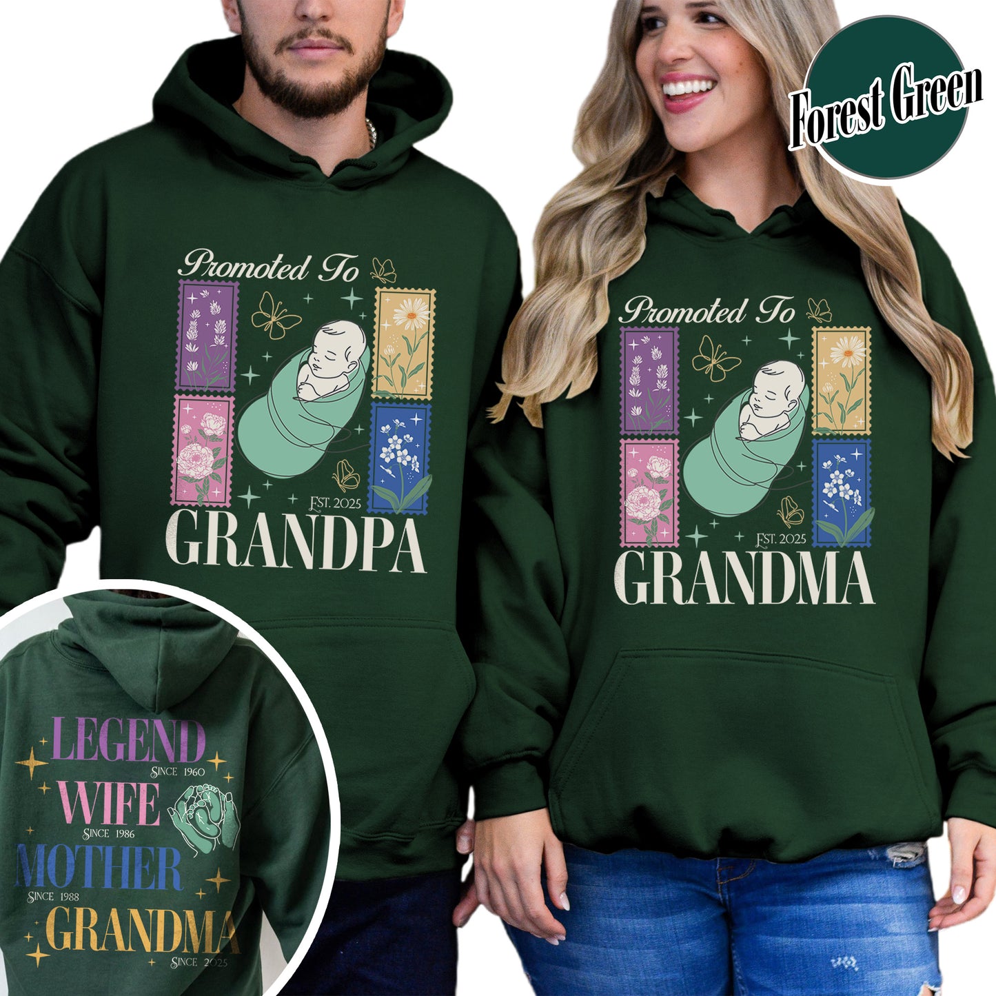 Personalize Est Grandma Hoodie, Promoted To Grandma,Promoted To Grandpa, Mothers Day Gift For Grandma
