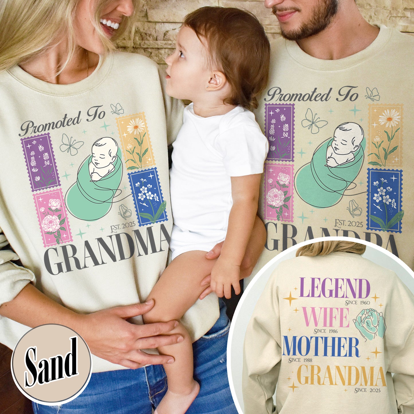 Personalize Est Grandma Sweatshirt, Promoted To Grandma,Promoted To Grandpa, Mothers Day Gift For Grandma