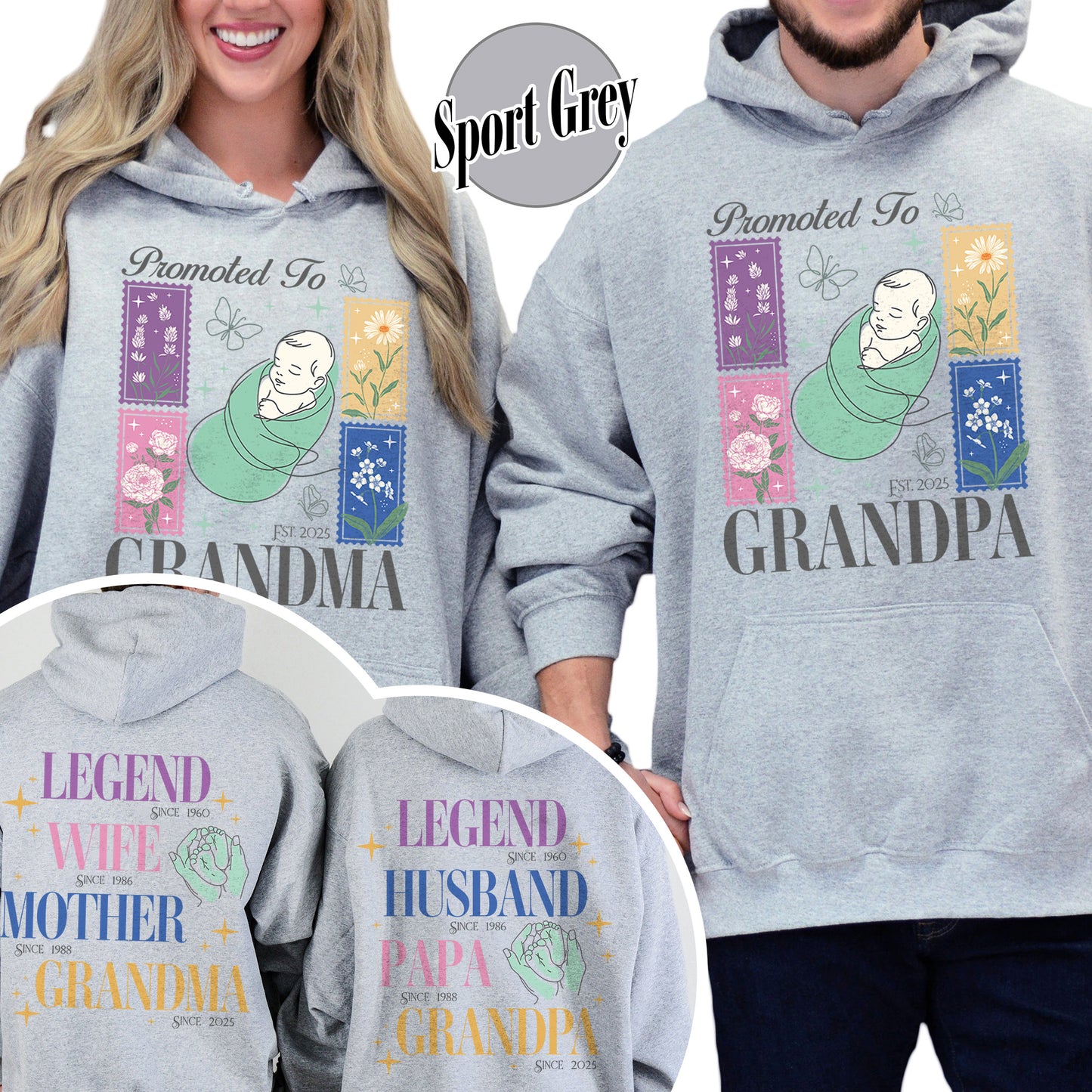 Personalize Est Grandma Hoodie, Promoted To Grandma,Promoted To Grandpa, Mothers Day Gift For Grandma