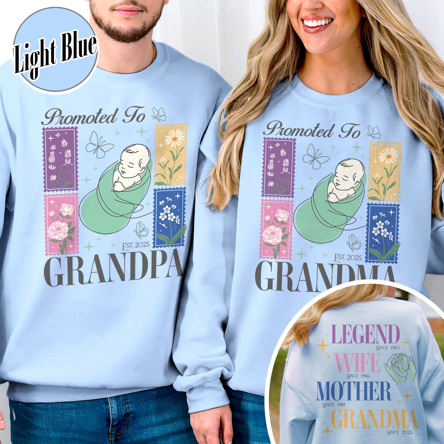 Personalize Est Grandma Sweatshirt, Promoted To Grandma,Promoted To Grandpa, Mothers Day Gift For Grandma
