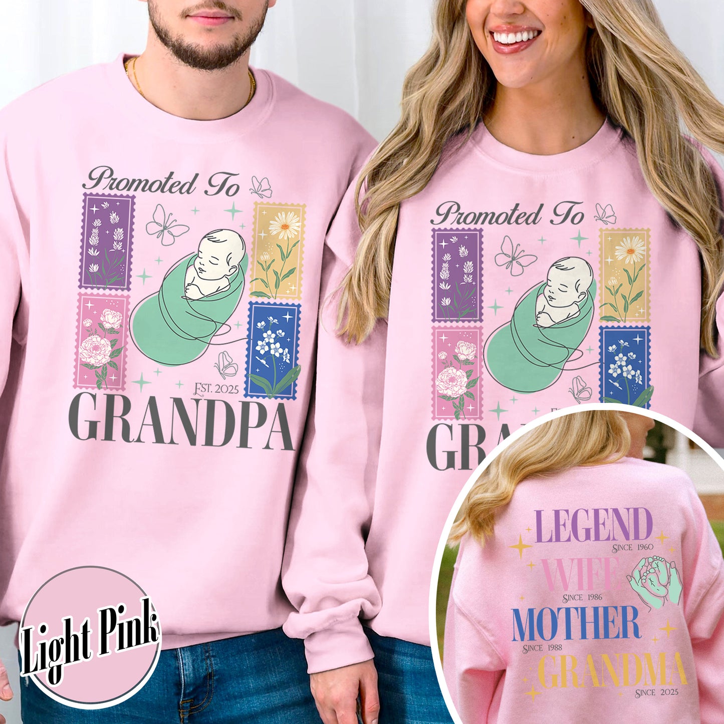 Personalize Est Grandma Sweatshirt, Promoted To Grandma,Promoted To Grandpa, Mothers Day Gift For Grandma