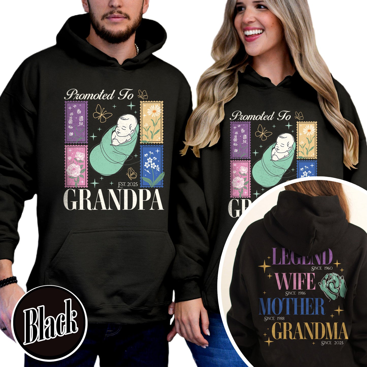 Personalize Est Grandma Hoodie, Promoted To Grandma,Promoted To Grandpa, Mothers Day Gift For Grandma