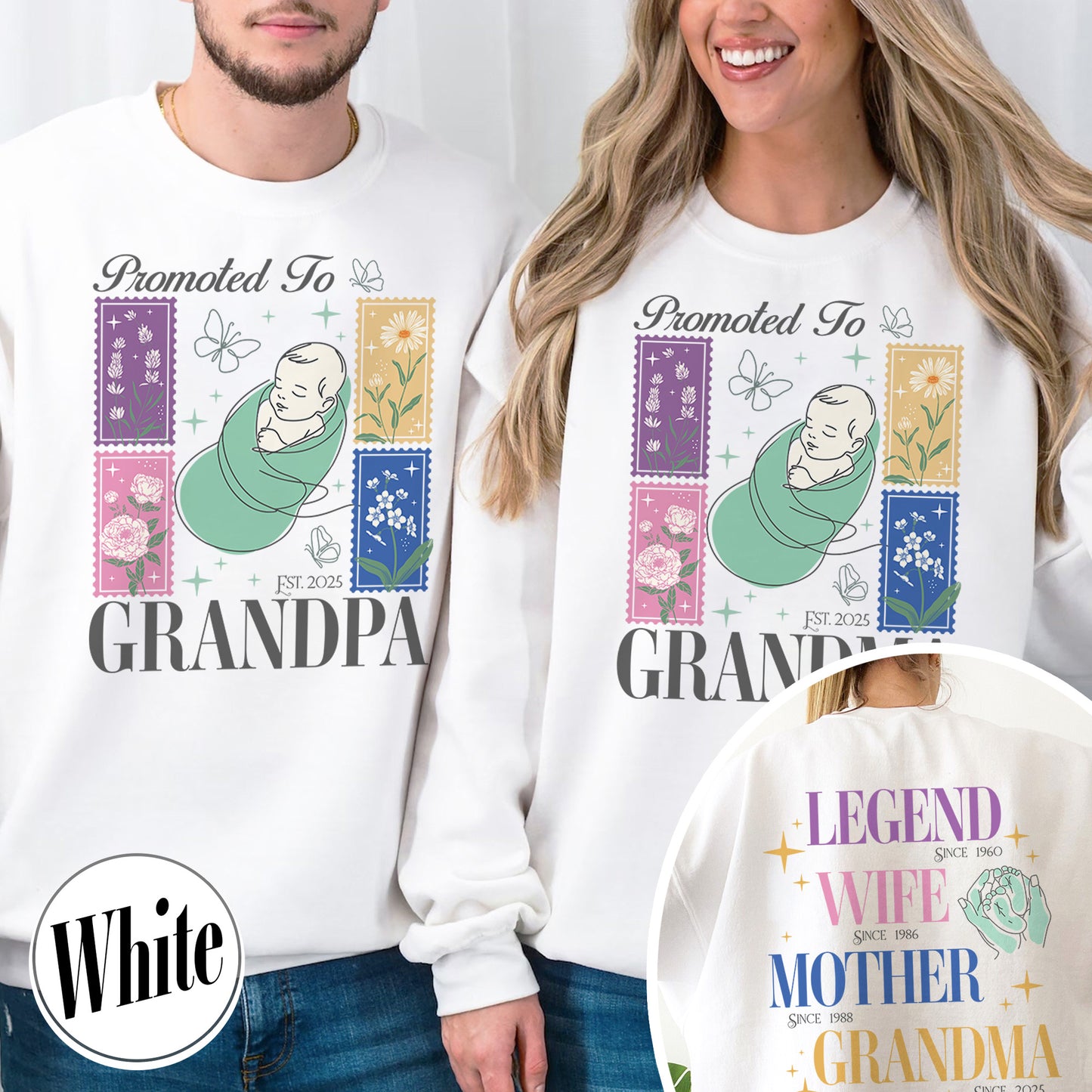 Personalize Est Grandma Sweatshirt, Promoted To Grandma,Promoted To Grandpa, Mothers Day Gift For Grandma