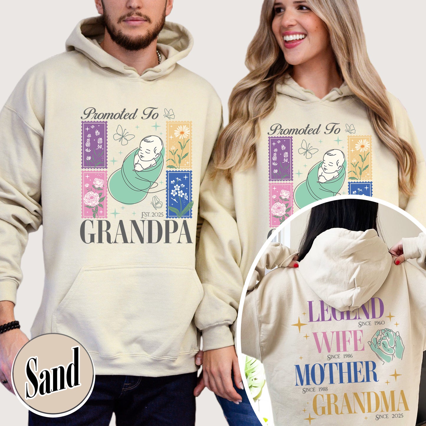 Personalize Est Grandma Hoodie, Promoted To Grandma,Promoted To Grandpa, Mothers Day Gift For Grandma