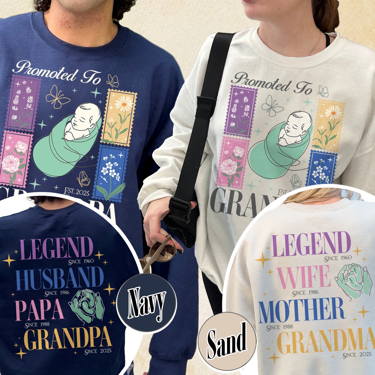 Personalize Est Grandma Sweatshirt, Promoted To Grandma,Promoted To Grandpa, Mothers Day Gift For Grandma