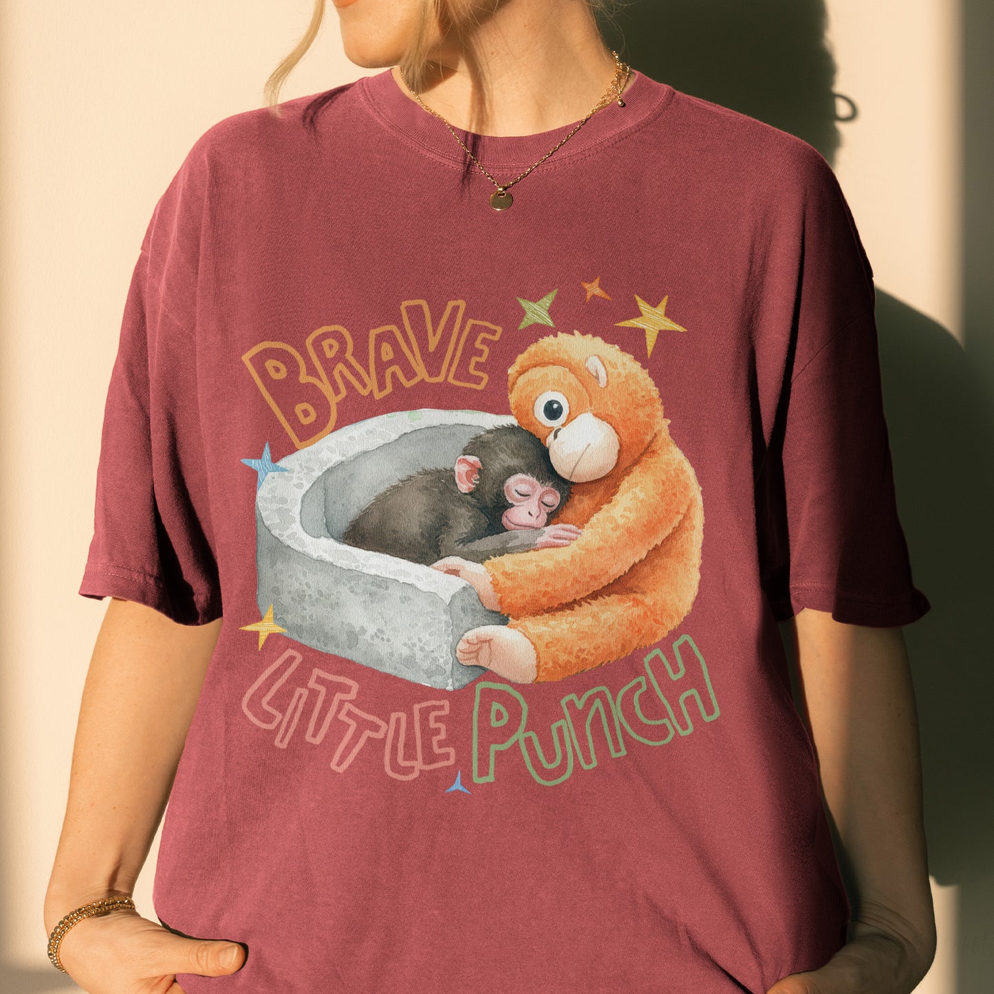 Punch the Monkey, Hang In There Punch, Team Punch, Baby Monkey Holding Plush Toy, Animal Lover Gift Tshirt