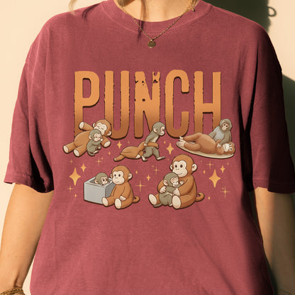 Monkey Punch Cute - Funny Kawaii Monkeys Graphic - Animals Monkeys Lovers Tshirt