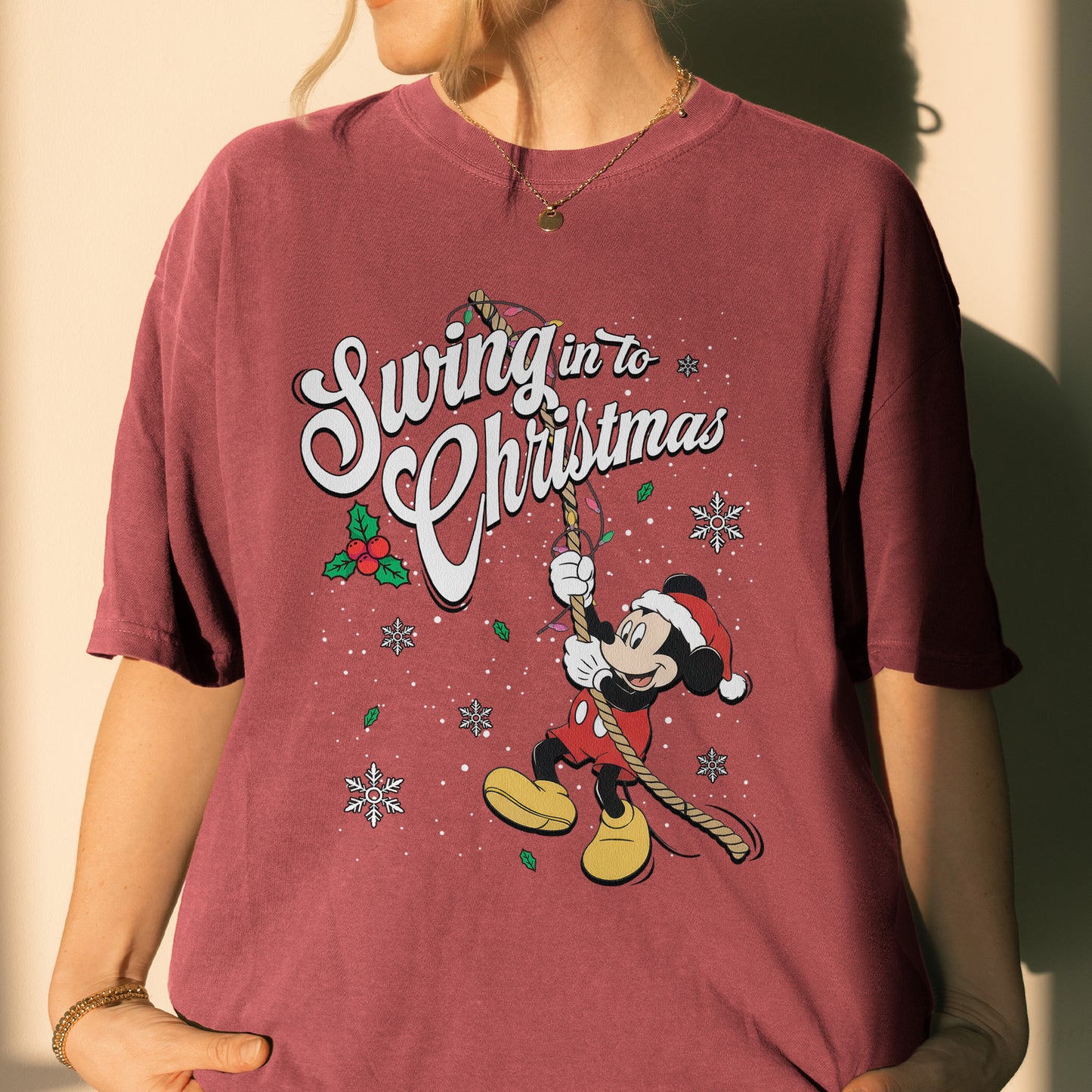 Swing Into Christmas Shirt: Funny Mickey Christmas Tee, Cute Holiday Shirt, Festive Disney Christmas Outfit Tshirt