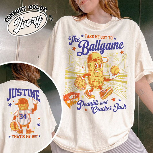 Custom Baseball Mom Comfort Colors Shirt, Gift for Baseball Mama,T-Ball Mom, Take Me Out to the Ballgame