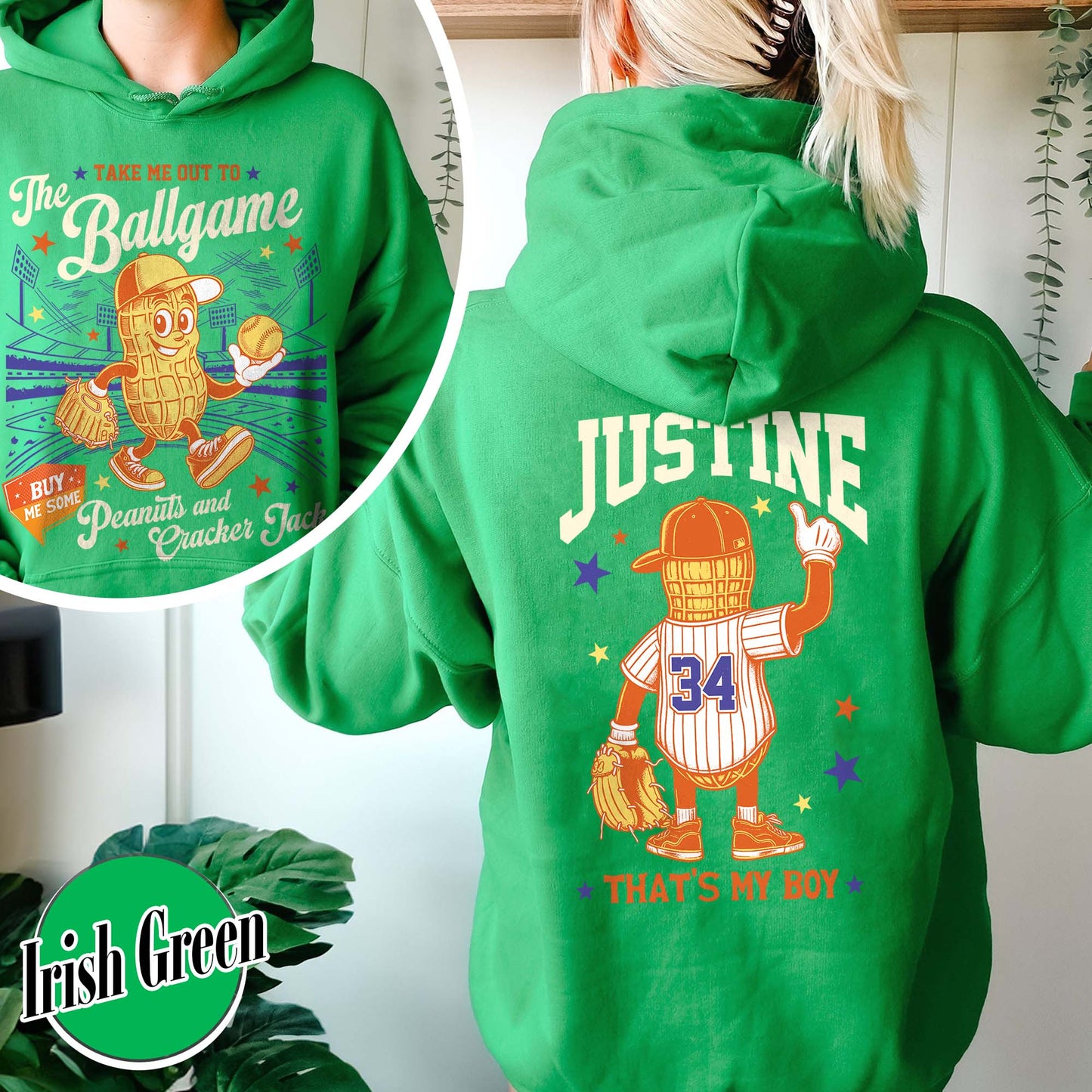 Custom Baseball Mom Hoodie, Gift for Baseball Mama,T-Ball Mom, Take Me Out to the Ballgame