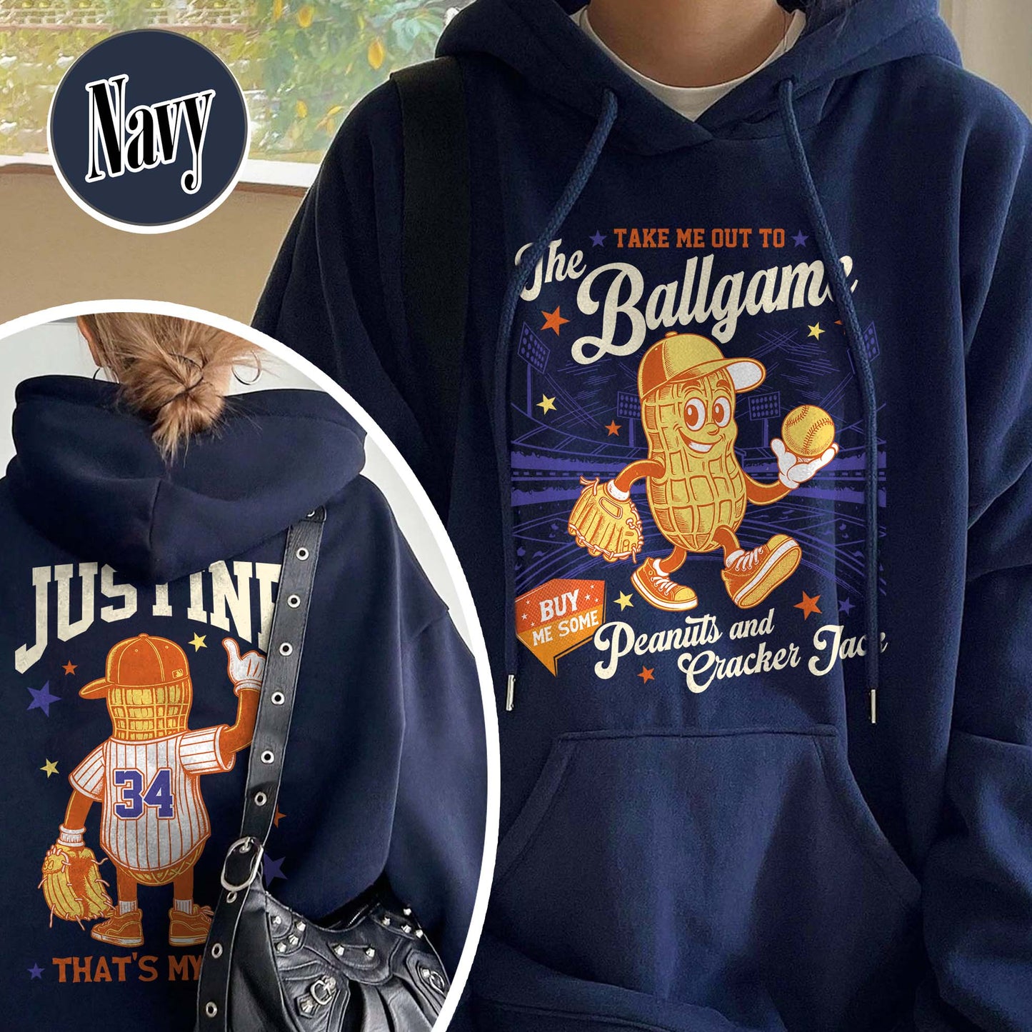 Custom Baseball Mom Hoodie, Gift for Baseball Mama,T-Ball Mom, Take Me Out to the Ballgame