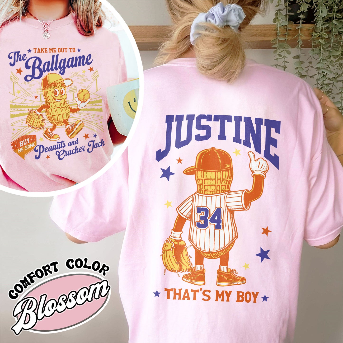 Custom Baseball Mom Comfort Colors Shirt, Gift for Baseball Mama,T-Ball Mom, Take Me Out to the Ballgame