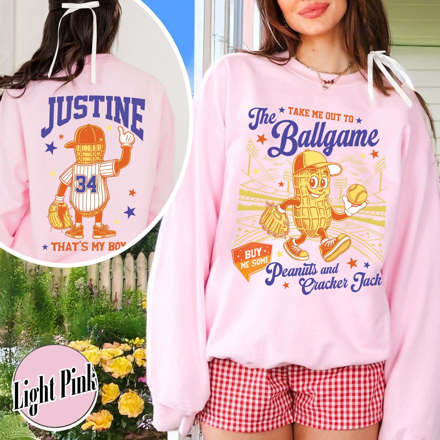 Custom Baseball Mom Sweatshirt, Gift for Baseball Mama,T-Ball Mom, Take Me Out to the Ballgame