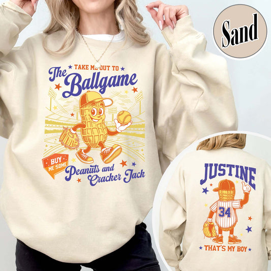 Custom Baseball Mom Sweatshirt, Gift for Baseball Mama,T-Ball Mom, Take Me Out to the Ballgame