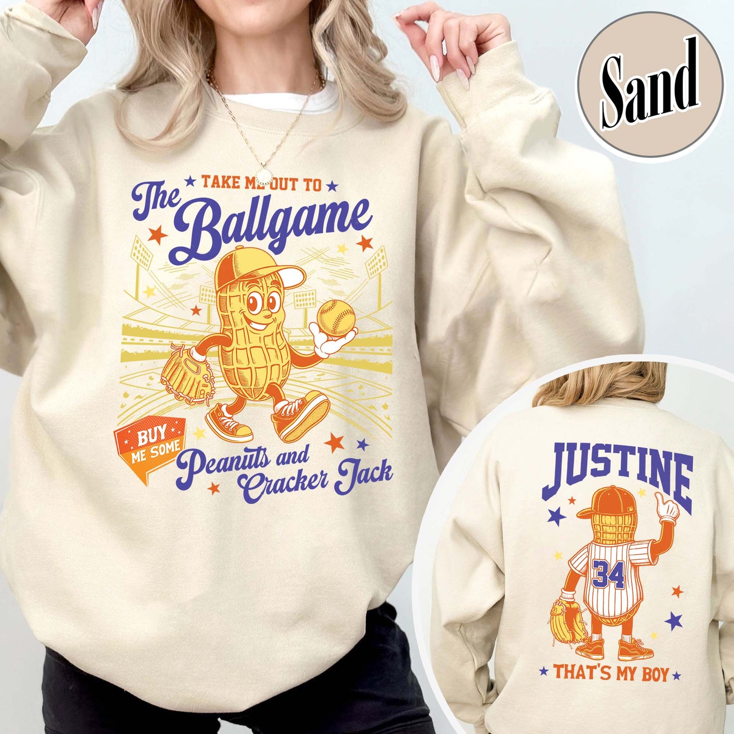 Custom Baseball Mom Sweatshirt, Gift for Baseball Mama,T-Ball Mom, Take Me Out to the Ballgame