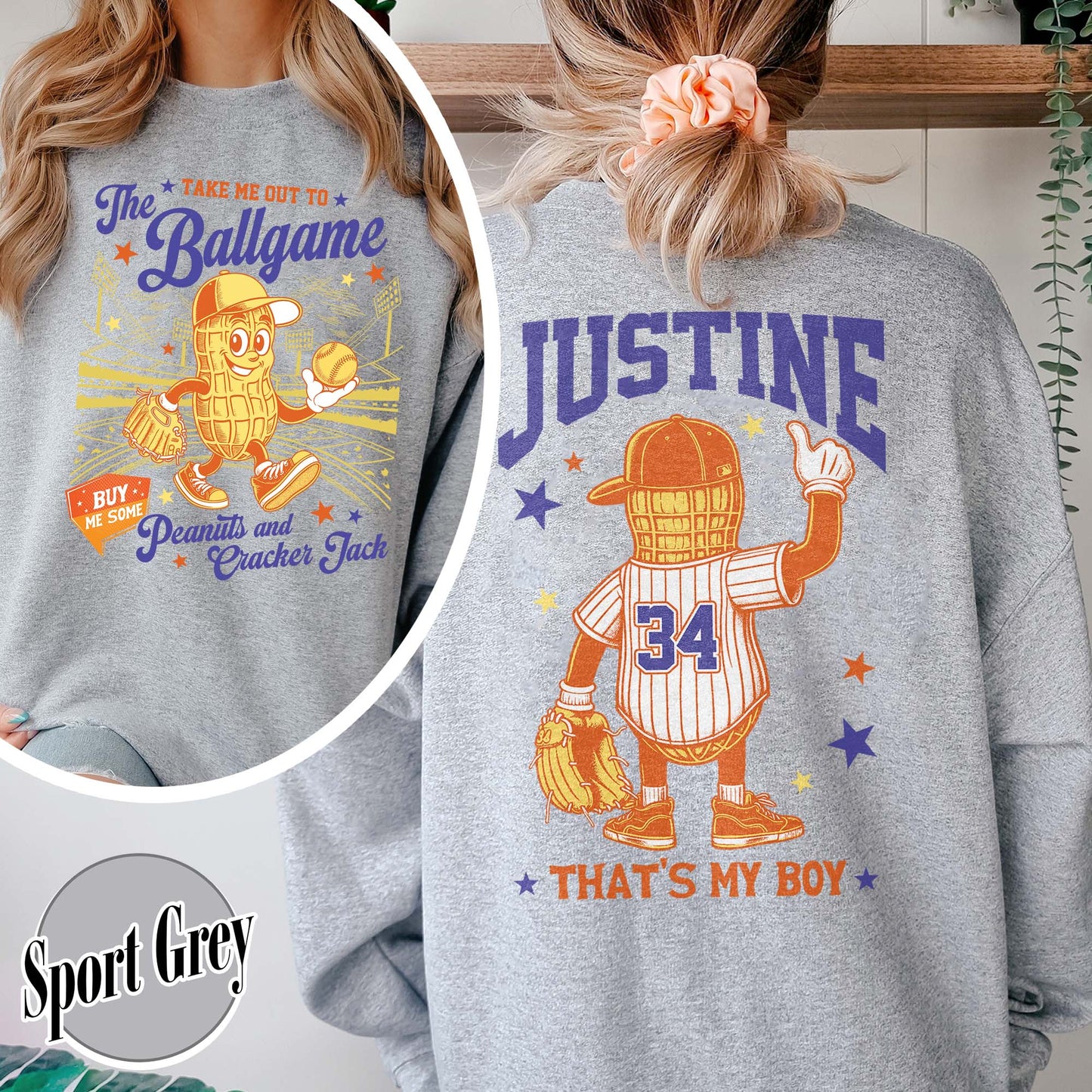 Custom Baseball Mom Sweatshirt, Gift for Baseball Mama,T-Ball Mom, Take Me Out to the Ballgame