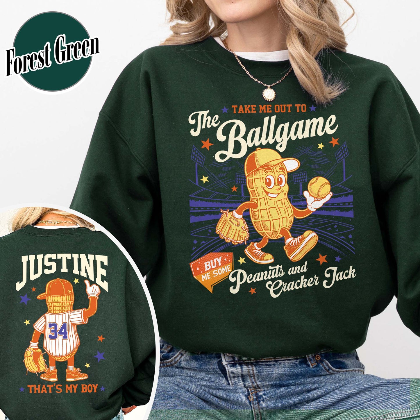 Custom Baseball Mom Sweatshirt, Gift for Baseball Mama,T-Ball Mom, Take Me Out to the Ballgame