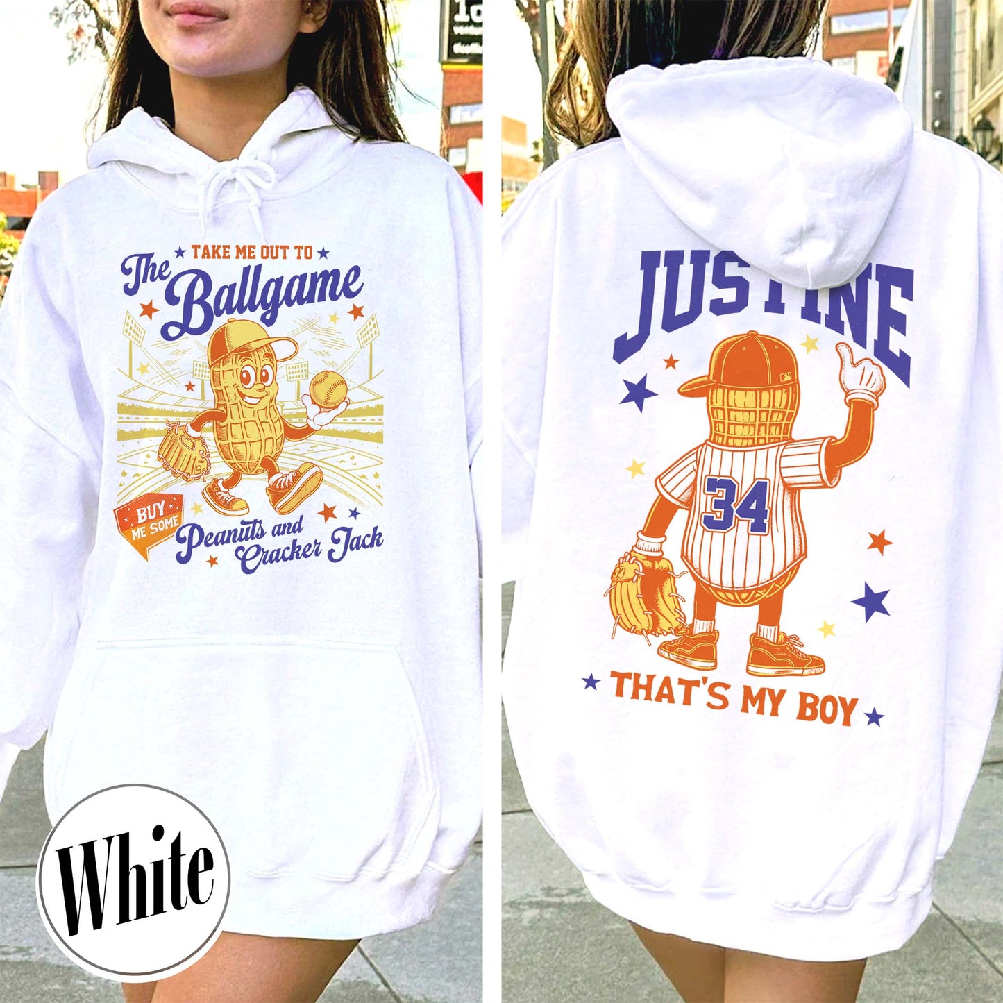 Custom Baseball Mom Hoodie, Gift for Baseball Mama,T-Ball Mom, Take Me Out to the Ballgame