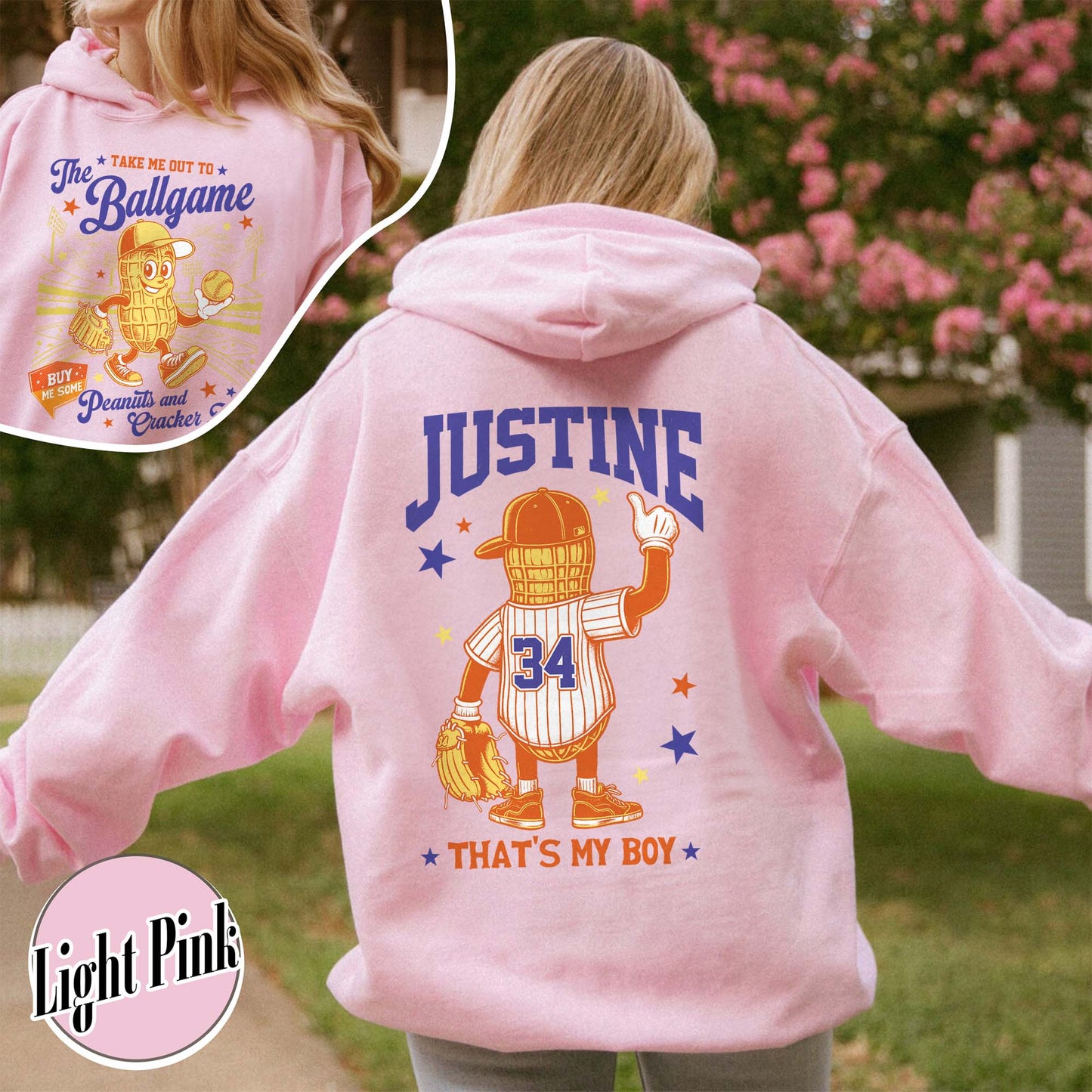 Custom Baseball Mom Hoodie, Gift for Baseball Mama,T-Ball Mom, Take Me Out to the Ballgame