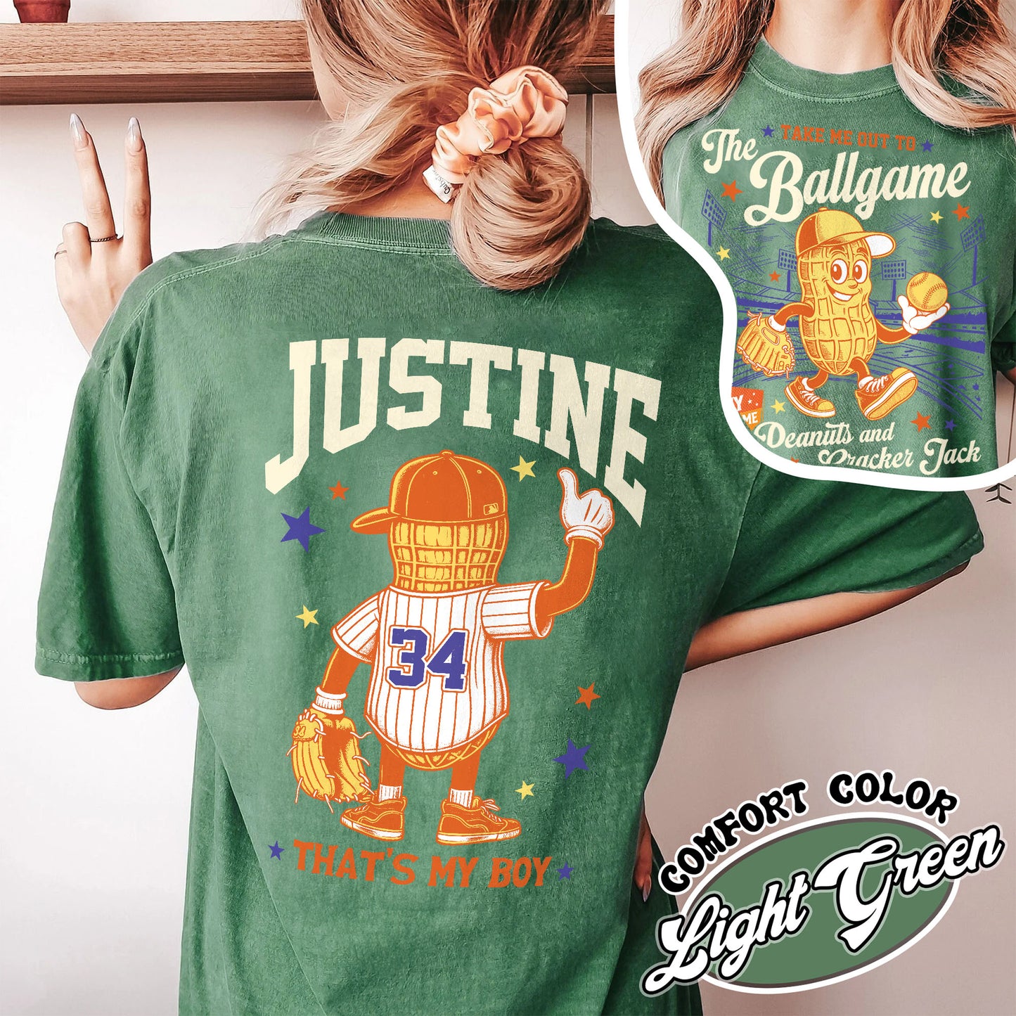 Custom Baseball Mom Comfort Colors Shirt, Gift for Baseball Mama,T-Ball Mom, Take Me Out to the Ballgame