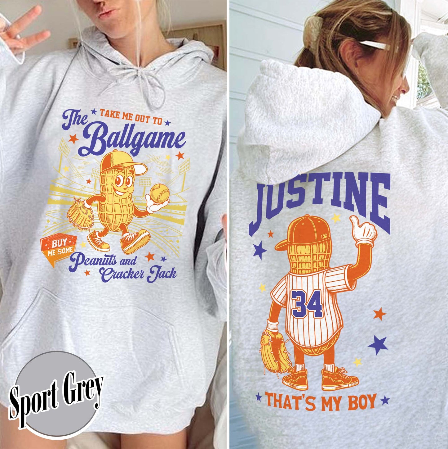 Custom Baseball Mom Hoodie, Gift for Baseball Mama,T-Ball Mom, Take Me Out to the Ballgame