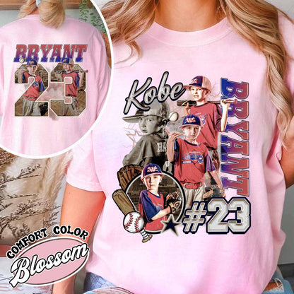 Custom Baseball Player Comfort Colors Shirt, Custom Name Baseball Shirt, Baseball Mom Custom Shirt, Bootleg Baseball