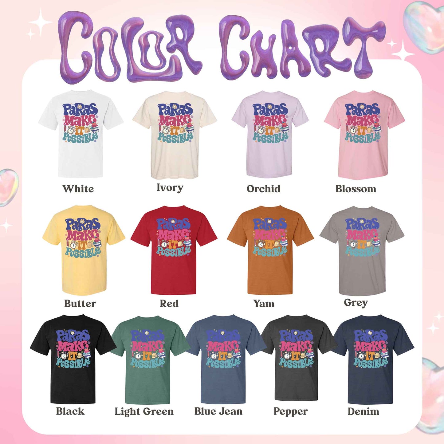 Custom Teacher Aide Comfort Color Shirt, Personalized Paras Make It Possible Shirt, Paraprofessional Shirt