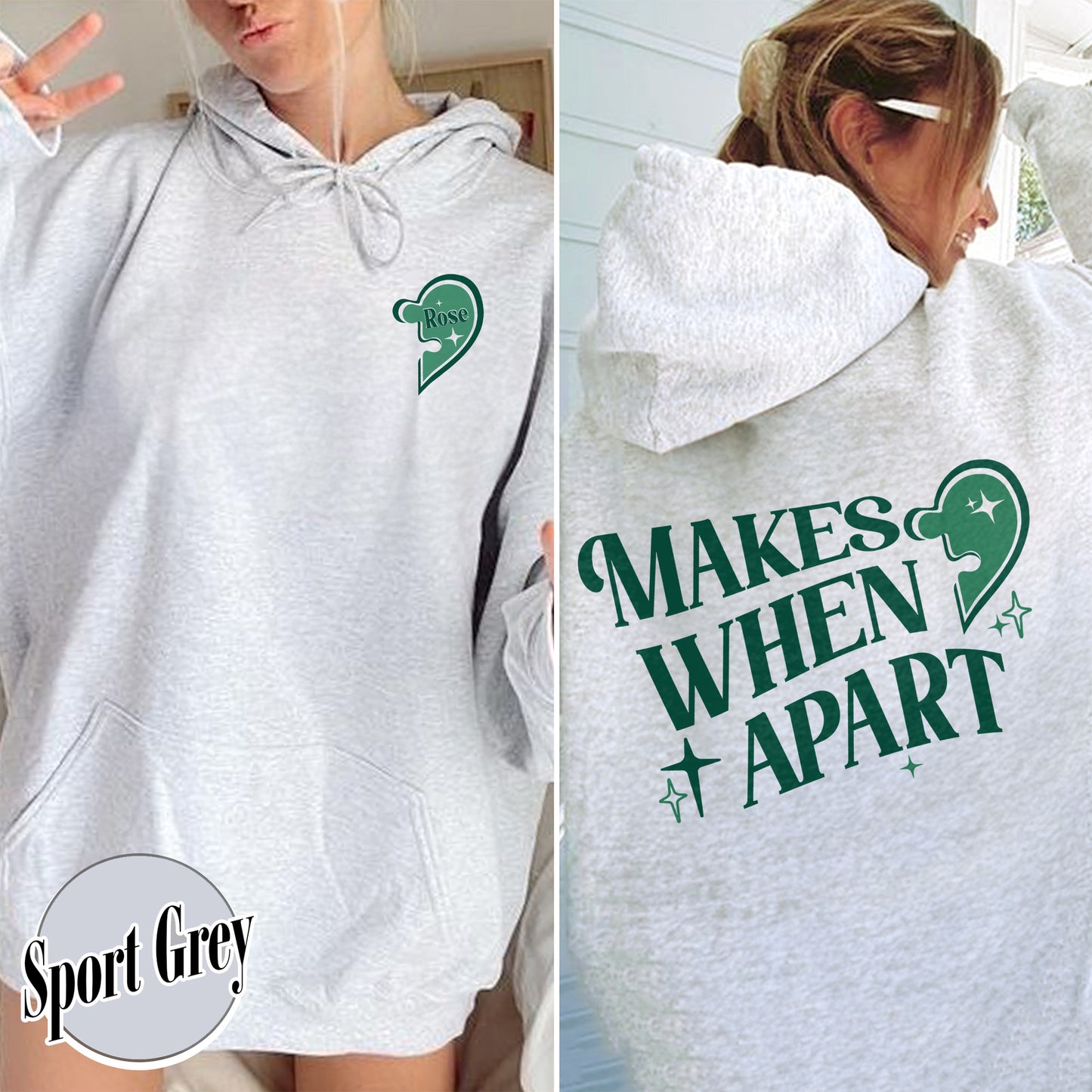 Custom Valentine Hoodie,Nothing Makes Sense When Were Apart,Matching Couple Valentine Hoodie