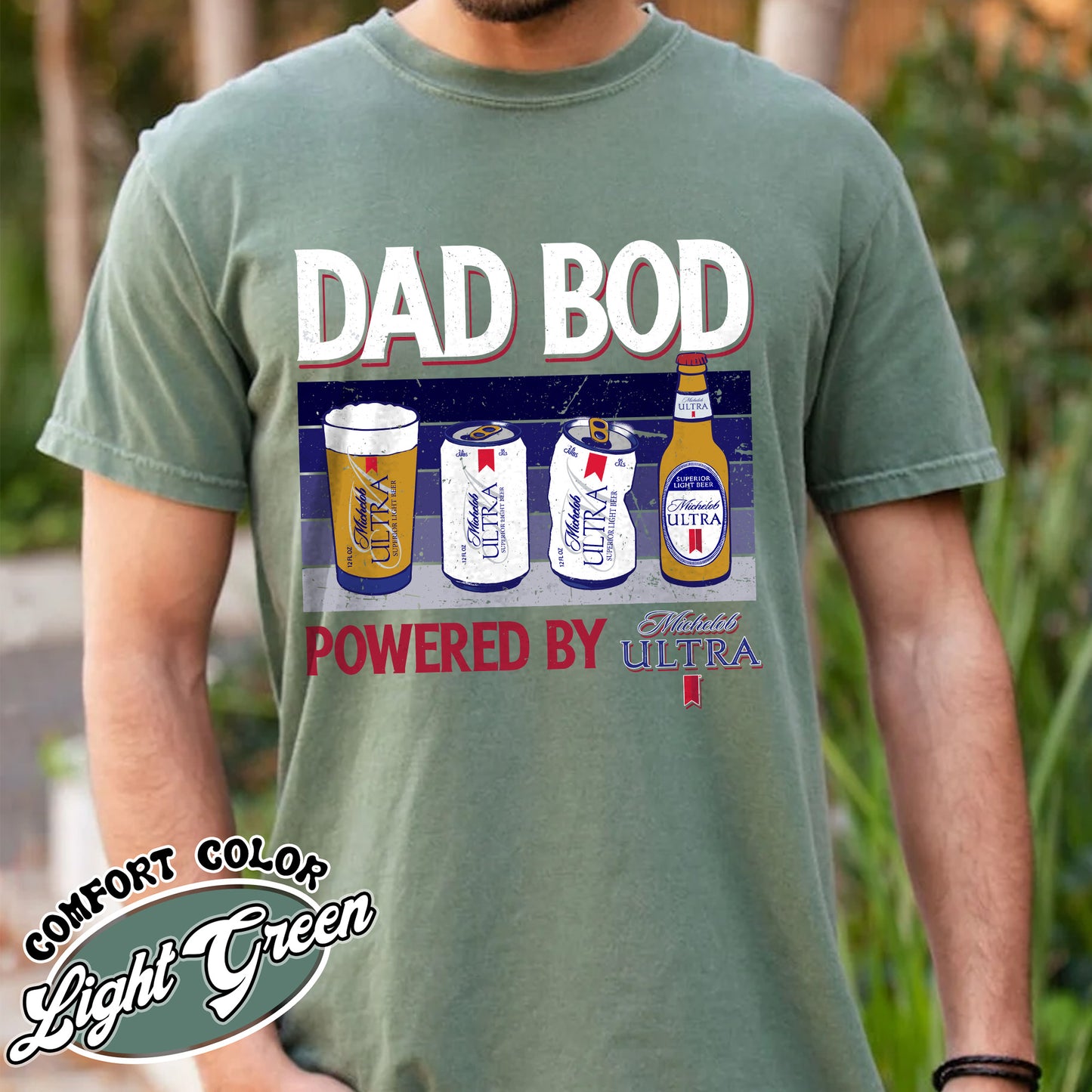 Dad Bod Comfort Colors shirt, Father's Day Shirt, Dad Bod Powered Tshirt,Dad Bod Powered By Shirt,