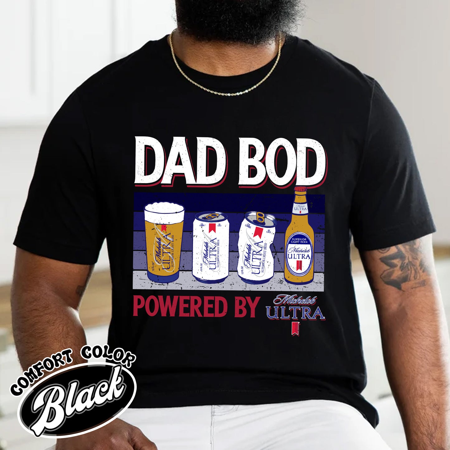 Dad Bod Comfort Colors shirt, Father's Day Shirt, Dad Bod Powered Tshirt,Dad Bod Powered By Shirt,