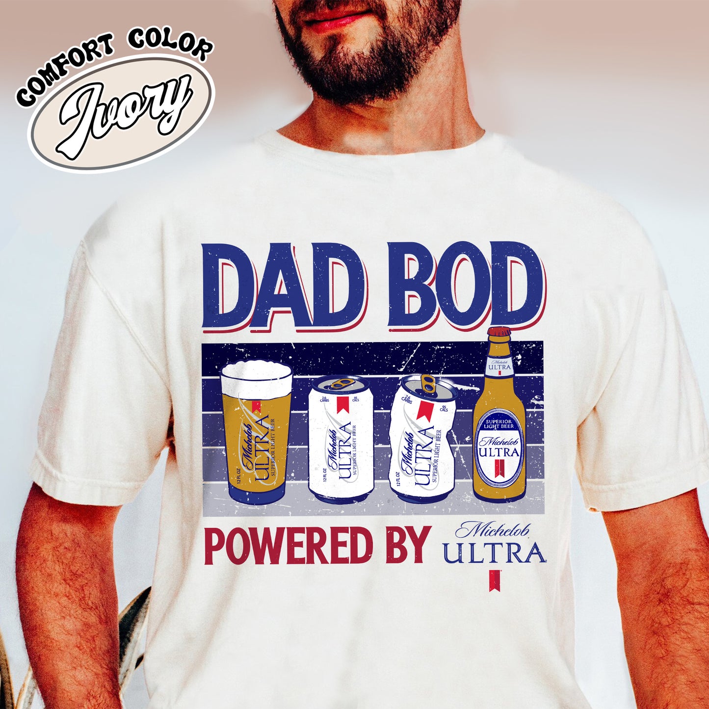 Dad Bod Comfort Colors shirt, Father's Day Shirt, Dad Bod Powered Tshirt,Dad Bod Powered By Shirt,