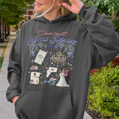 Dearest Gentle Reader, Regency Romance Aesthetic, Bridgerton Inspired Gift for Book Lovers Hoodie