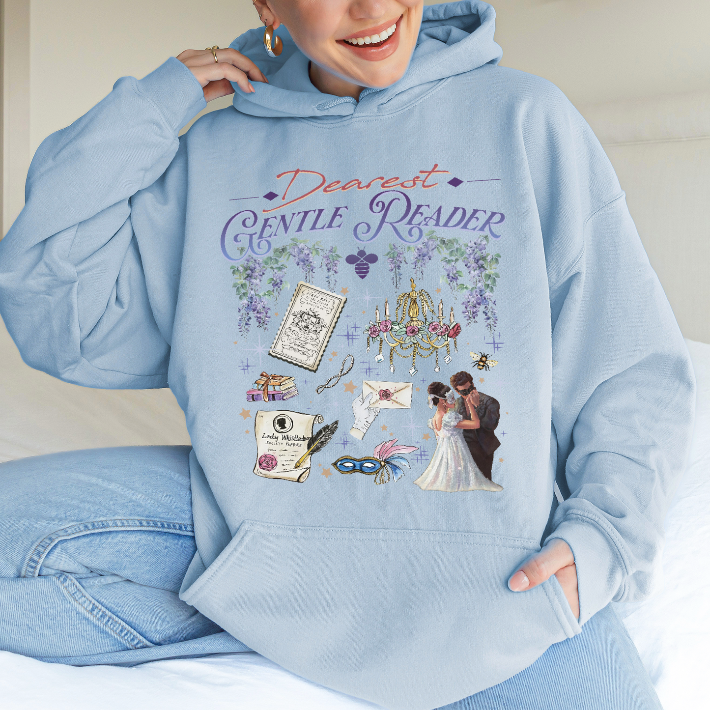 Dearest Gentle Reader, Regency Romance Aesthetic, Bridgerton Inspired Gift for Book Lovers Hoodie