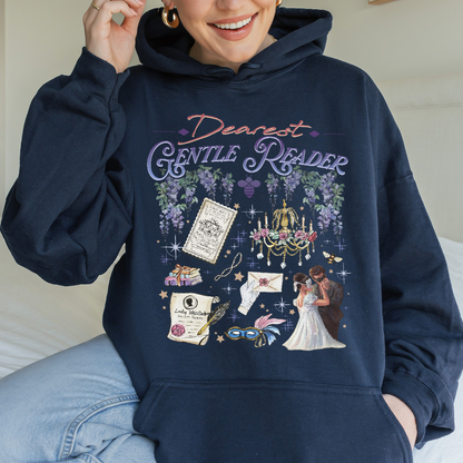 Dearest Gentle Reader, Regency Romance Aesthetic, Bridgerton Inspired Gift for Book Lovers Hoodie