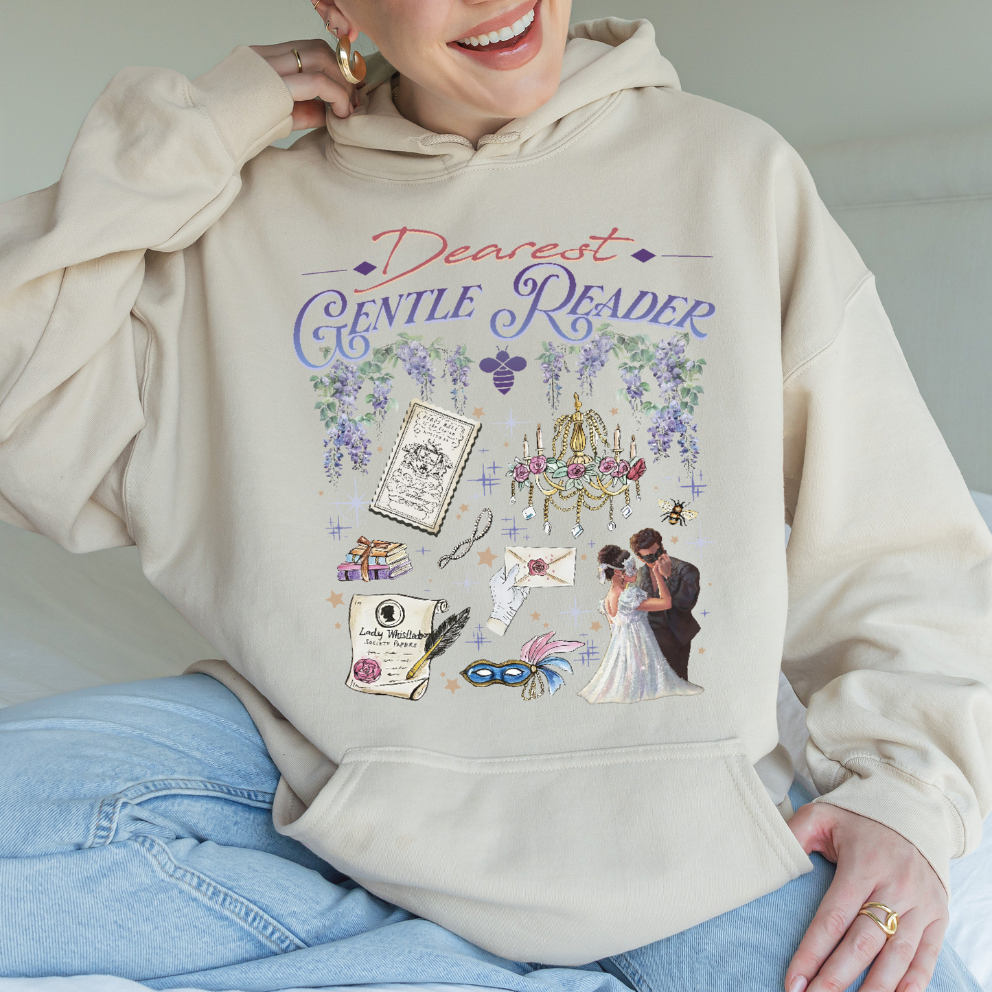 Dearest Gentle Reader, Regency Romance Aesthetic, Bridgerton Inspired Gift for Book Lovers Hoodie
