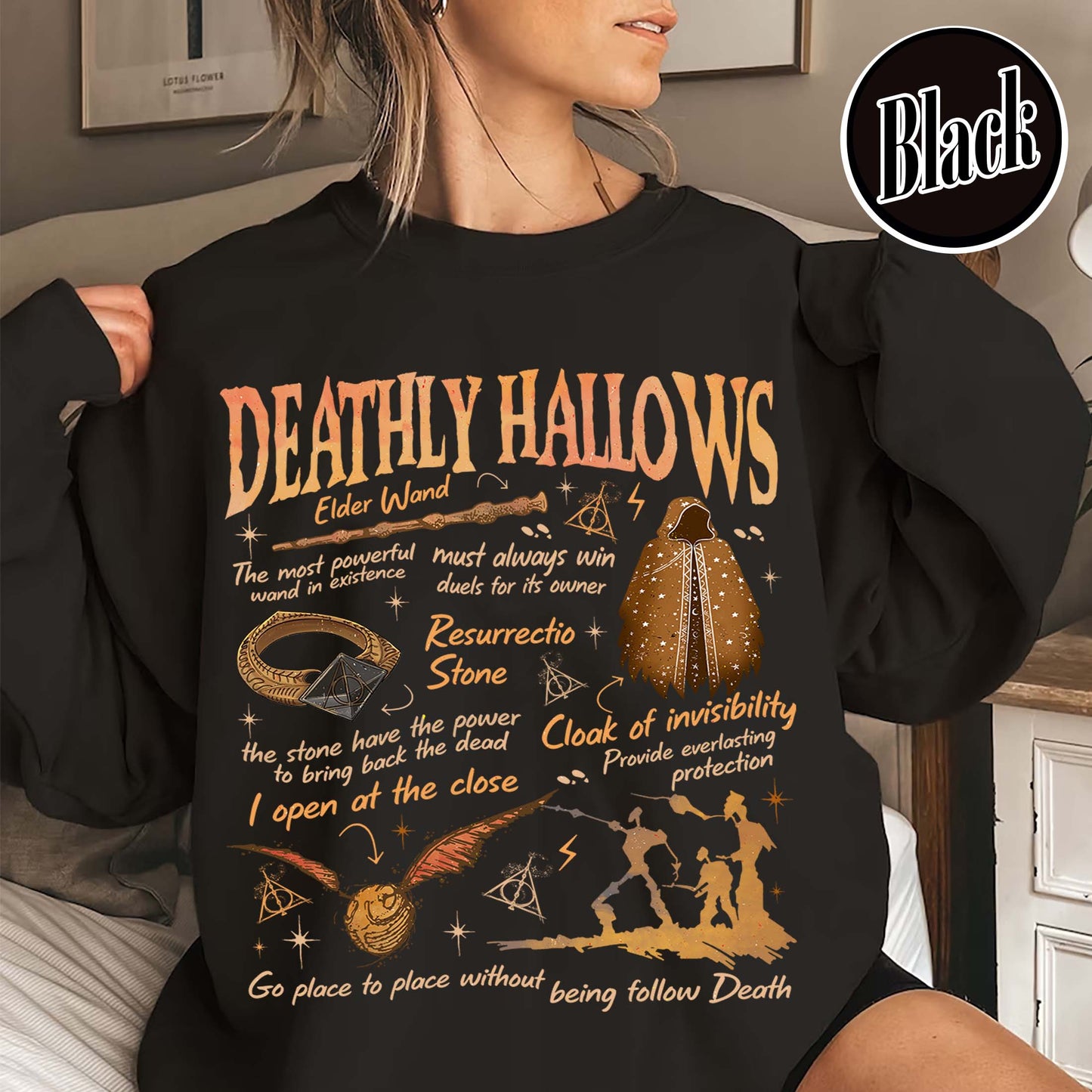 Deathly Hallows Wizard Sweatshirt, Wizarding World Sweatshirt for Fan, Halloween Fall Season Sweatshirt, Gift for Book Lover